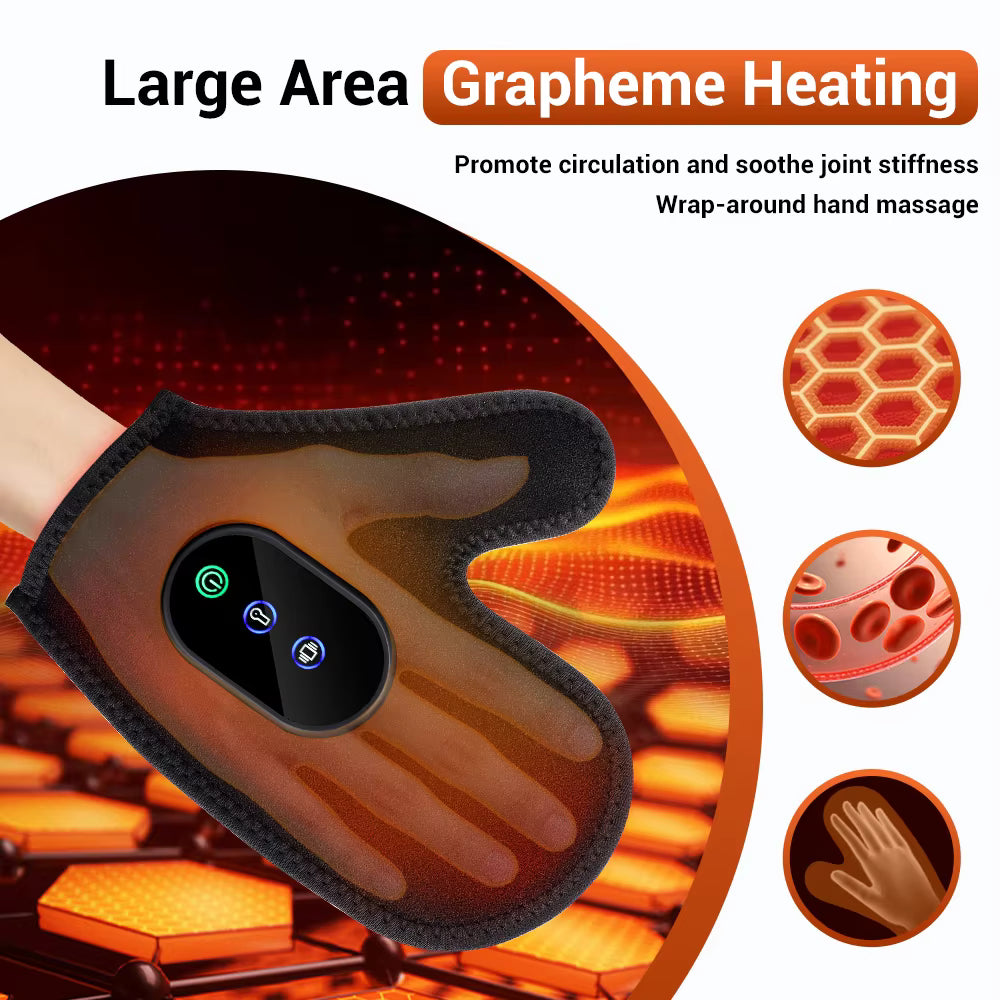Cordless Heated & Vibrating Massager Glove with Red Light Therapy & Touch Screen