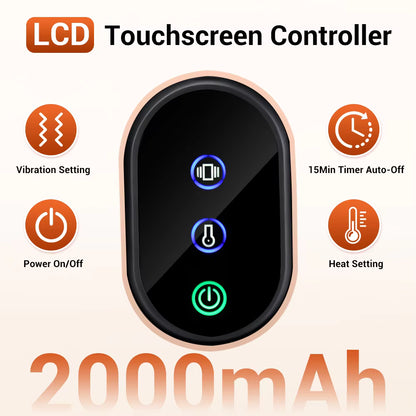 Cordless Heated & Vibrating Massager Glove with Red Light Therapy & Touch Screen