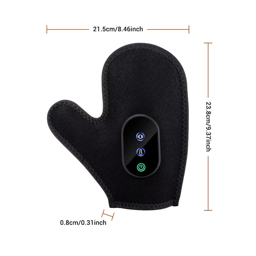 Cordless Heated & Vibrating Massager Glove with Red Light Therapy & Touch Screen