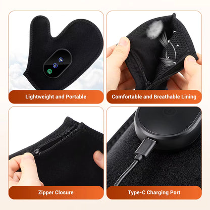 Cordless Heated & Vibrating Massager Glove with Red Light Therapy & Touch Screen